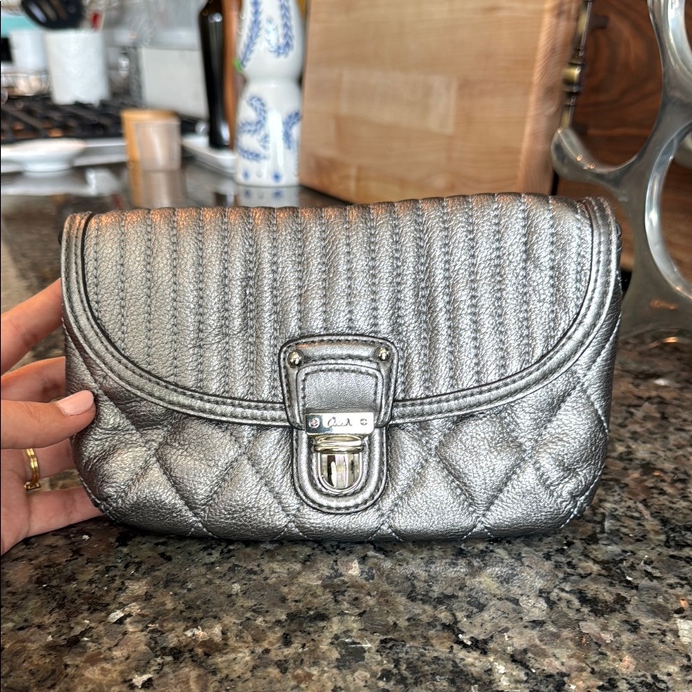 Coach Silver Quilted Clutch